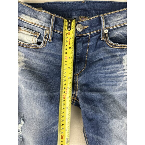 Women's True Religion Cora Mid-rise Straight Jeans Size 27 Distressed Blue - Picture 5 of 14
